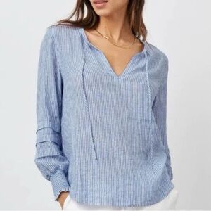Rails Women’s Caterina Sanibel Stripe Linen Blend Long Sleeve, SMALL